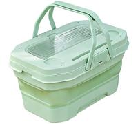 Foldable Picnic Basket with Tray Table for Picnics and Camping, Camping Storage Basket, Large Capacity Car Trunk Organizer, Portable Storage Box, PET+ABS, 16.5 x 10.6 x 7.3 in, Green