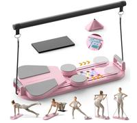 Foldable Pilates Board, Multifunctional Abdominal Board With Timer Counter, Reformer Pilates Machine, Abs Core Trainer Boards, Home Core Workout Equipment, Reformer Training Kit Pink