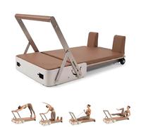 Foldable Pilates Reformer Bed, No Assembly Required Silent Core Trainer, Solid Wood & Steel Frame, Space-Saving Yoga Exercise Machine for Home Full Body Training