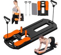 Foldable Pilates Reformer Board With Automatic Rebound Ab Roller, Multifunctional Pilates Board For Home Gym, Full Body Workout Core Trainer With Resistance Bands, Timer & Phone Holder black