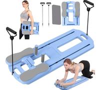 Foldable Pilates Reformer Board With Automatic Rebound Ab Roller, Multifunctional Pilates Board For Home Gym, Full Body Workout Core Trainer With Resistance Bands, Timer & Phone Holder blue
