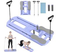 Foldable Pilates Reformer Board With Automatic Rebound Ab Roller, Multifunctional Pilates Board For Home Gym, Full Body Workout Core Trainer With Resistance Bands, Timer & Phone Holder purple
