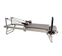 Pilates Reformer Bed Foldable Pilates for Home Workout, Stretching Training Bed with Springboard 4 x Stainless Steel Springs and 5 x Resistance Bands