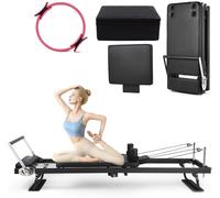 Foldable Pilates Reformer Machine, 2-in-1 Adjustable Pilates Bed Equipment Set with Fold Box & Jump Board & Ring, Compact Professional Pilates Equipment for Home Fitness (Jump Board + Fold Box )