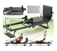 Foldable Pilates Reformer Machine - Full-Body Home Pilates Equipment with Adjustable Resistance, Jumpboard, Upgraded Wheels, for Rehab & Core Strength, 400lb Support