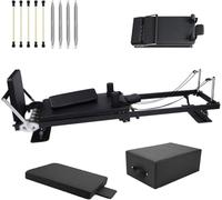 Foldable Pilates Reformer Machine, Lengthened Pilates Equipment for Home Workouts, Reformer Pilates Suit with Pilates Sitting Box, Springboard, 4 Alloy Steel Spring and 5 Latex Elastic Tube