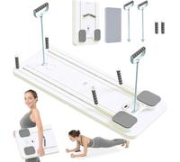 Foldable Pilates Reformer Set, Ab Roller Wheel & Elbow Support for Core Workout (white)