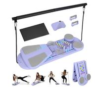 Foldable Pilates Reformer Set Multifunctional Pilates Board with Automatic Rebound Ab Roller&Timer Pilates Reformer Machine Home (Purple)