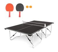 Foldable Ping Pong Table Set, Portable Table Tennis Tables with Net, 2 Paddles & 2 Balls, 9Ft Midsize Folding Game Tables for Indoor Outdoor