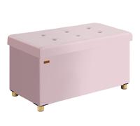 Foldable pink velvet bench 76x38x42cm with storage space
