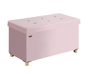 Foldable pink velvet bench 76x38x42cm with storage space