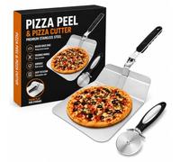 Foldable Pizza Peel & Pizza Cutter, Stainless Steel - Easy to Clean & Store | Stainless Steel, Easy to Store & Complete Pizza Tool Set