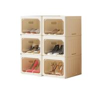 Foldable Plastic Shoe Sto Box Independent Shoe with Lid Space-Saving Design for Entryway & Bedroom (6 Grids)