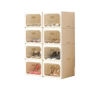 Foldable Plastic Shoe Sto Box Independent with Lid Space-Saving Design Easy to Assemble t for Entryway & Bedroom (8 Grids)