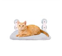 Foldable Plush Cat Window Perch for Window and Wall, with 4 Strong Suction Cups, Supports 12.5KG, Setal Frame for Glass Windows and Interior Walls (Grey)