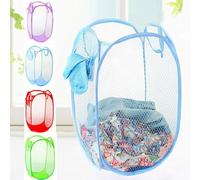 Foldable Pop Up Mesh, Washing Laundry Basket Bag, Bin Hamper, Toy Tidy Storage Organiser, foldable for easy travel and carrying (Blue 1Pack)