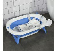 Foldable Portable Baby Bath Tub w/ Temperature-Induced Water Plug for 0-3 years HOMCOM Blue One Size