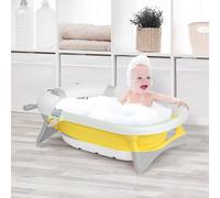 Foldable Portable Baby Bath Tub w/ Temperature-Induced Water Plug for 0-3 years HOMCOM Yellow One Size