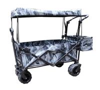Foldable Portable Chariot with Canopy, Adjustable Handles, Multi-functional Utility Cart for Beach, Garden & Outdoor Sports, Lightweight & Easy to Maneuver