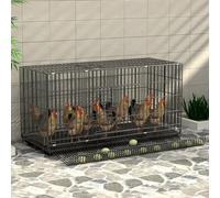 Foldable Portable Chicken Coop with Automatic Egg Collection Tray and Pull-Out Trays, Easy to Assemble Poultry Cage for Outdoor Backyard Farm Use