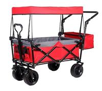 Foldable Portable Garden Cart with Canopy, Adjustable Outdoor Trolley for Picnics, Camping, Shopping, and Beach - Versatile Folding Utility Wagon.
