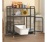 Foldable Portable Indoor Cat House with Litter Box, Large Cat Condo Cage, Outdoor Cat Enclosure