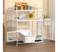 Foldable Portable Indoor Cat House with Litter Box, Large Cat Condo Cage, Outdoor Cat Enclosure