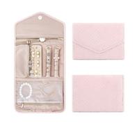 Foldable Portable Jewelry Bag, Large Women's Travel Roll, Necklace Earring Ring Jewellery Display Storage For Rings Necklace(Pink)