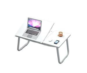 Foldable Portable Laptop Desk, Adjustable 4-Position Bedside Table with Cup Holder, Lightweight Writing Tray for Sofa, Ideal for Home Office and Study