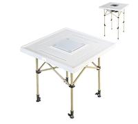 Foldable Portable Square Game Table with Adjustable Height Legs, Storage Bag, Collapsible Design for 4 Players, Ideal for Mahjong, Poker, Puzzles, Camping, and Parties