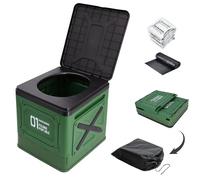 Foldable Portable Toilet for Camping & Travel - Heavy Duty 150kg Capacity, PP-ABS Collapsible Toilets Stool with Storage Bag, Waste Bags & Solidifier - Emergency Toilet for Car, RV, Fishing, Outdoor