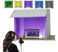 Foldable Portable Vocal Booth - Soundproof Recording Studio Echo Absorbing Shield with Thick Acoustic Foam Desk Stand Reflect Filter for Musicians and Voice Over Artists