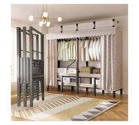 Foldable Portable Wardrobe Closet, Freestanding Clothing Racks For Hanging Clothes, Metal Garment Rack, Coat Storage Garment Racks For Bedroom(Red,151cm/59.4inch)