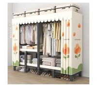 Foldable Portable Wardrobe Closet, Sturdy Metal Clothes Storage Rack for Bedroom and Dorm Organization