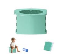 Foldable potty for children, potty for on the go, foldable toilet bucket, travel toilet, baby toilet potty, portable children's toilet with storage bag, for car, on the go, outdoor and indoor, green