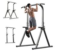 Foldable Power Tower, Pull Up Bar with 11-Height Adjustment(68.9-82.7in), Free Standing Dip Station for Home Gym, Multi-Function Training Equipment for Pull-up, Press-up, Strength Training