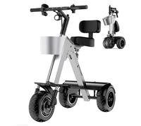 Foldable Powered Mobility Scooters, Portable 3 Wheel Electric Scooter With Seat For Adults/Teens, With 3 Speed Adjustment, LED Display, 10 Inch Tires Tricycle For Commute And Travel(With Backrest)