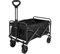 Foldable Practical Four-Wheel Camping Cart,Outdoor Beach Trolley Cart with Table Set up Hand pulled Small Trailer for Camping and Picnic Portable Camper Carts Black