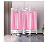 Foldable Privacy Screen, Rolling 4 Panel Medical Privacy Screen On Wheels, Room Divider For Ward/Beauty Salon/Health Hall, Standing Door Partition(Pink)