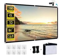 Foldable Projector Screen, XINLEMY 84"4K 16:9 HD Portable Anti-Crease Projection Movie Screen Double-Sided Cinema Screen for Home Theater Backyard Indoor and Outdoor