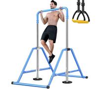 Foldable Pull Up Bar with Adjustable Height for Home Gymnastics Training, Includes 2 Rings for Indoor and Outdoor Use