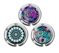 Foldable Purse Hanger Collection Desk hooks for Womens Bag - (3pack Mandala-Hook)