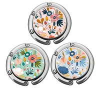 Foldable Purse Hook Womens Bag Table Hanger Collection - 3pack Pretty Floral Hooks