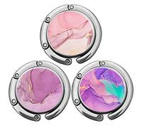 Foldable Purse Hook Womens Bag Table Hanger Collection Desk Hooks for Purse (3pack Modern Marble Hook)