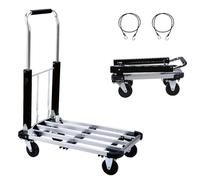 Foldable Push Cart Aluminum Alloy Platform Cart with 4-Wheel, 330-LB Capacity