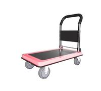 Foldable Push Cart Pink Lightweight Platform Truck With 4" Rubber Casters Utility Push Carts For Luggage Moving