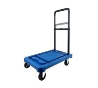 Foldable Push-Pull Platform Cart for Grocery Shopping Portable Trailer Transporter Heavy-Duty Blue Hand Truck Ideal for Home and Garden Use