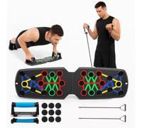 Foldable Push Up Board, 14-In-1 Multi-function Home Workout Equipment, Portable Press Up Board for Men Women, Ultimate Home Gym Set, Chest Shoulder Back Triceps Training, Push Up Stand (With Rope)