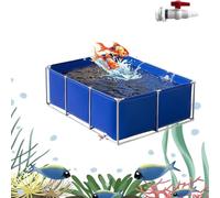 Foldable PVC Canvas Fish Pond Pool - Above Ground Aquarium, Tear-Resistant Temporary Water Storage with Easy Drain Valve, 150x100x50cm - Ideal for Emergency Use and Viewing