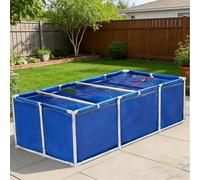 Foldable PVC Fish Pond Tank with Drain Valve, Portable Above Ground Koi Pond for Aquaculture, Water Garden, and Temporary Swimming Pool, Ornamental Water Storage